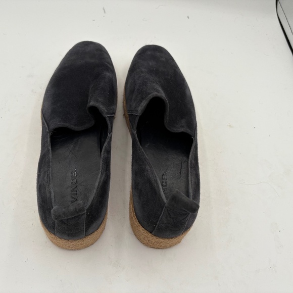 Vince Navy Blue Suede Platform Loafers Women's Size 8 Espadrille Slip On Casual - Picture 4 of 11